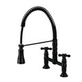 Gourmetier GS1270AX Two-Handle Deck-Mount Pull-Down Sprayer Kitchen Faucet, Black GS1270AX